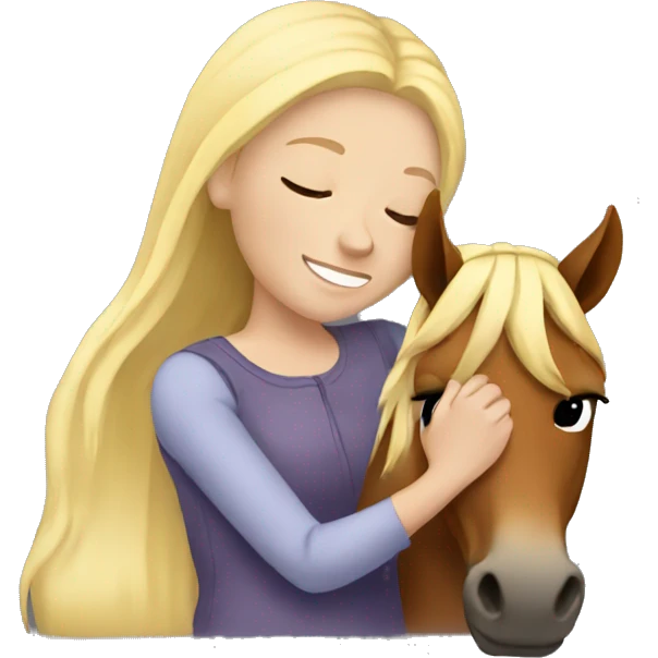 Blonde girl snuggling horse emoji