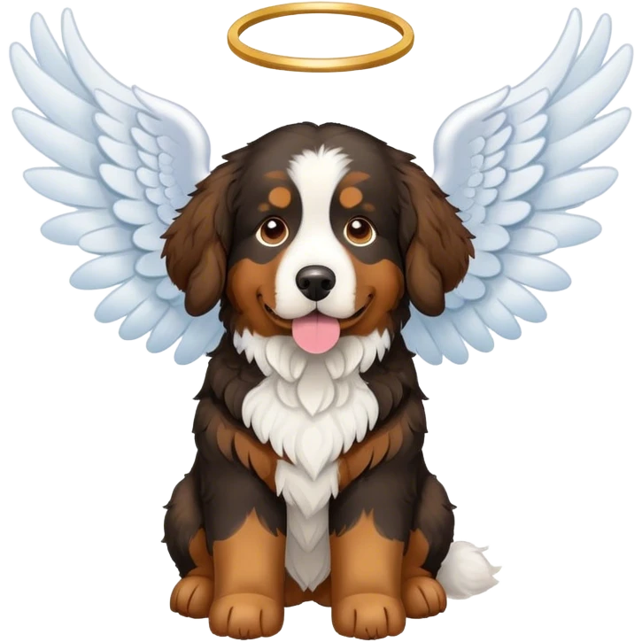 Bernese mountain doodle dog with angel wings emoji