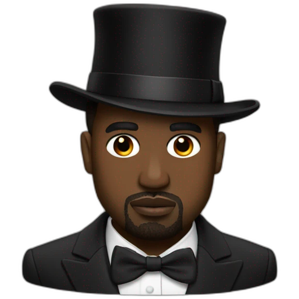 Kanye west with a top hat emoji