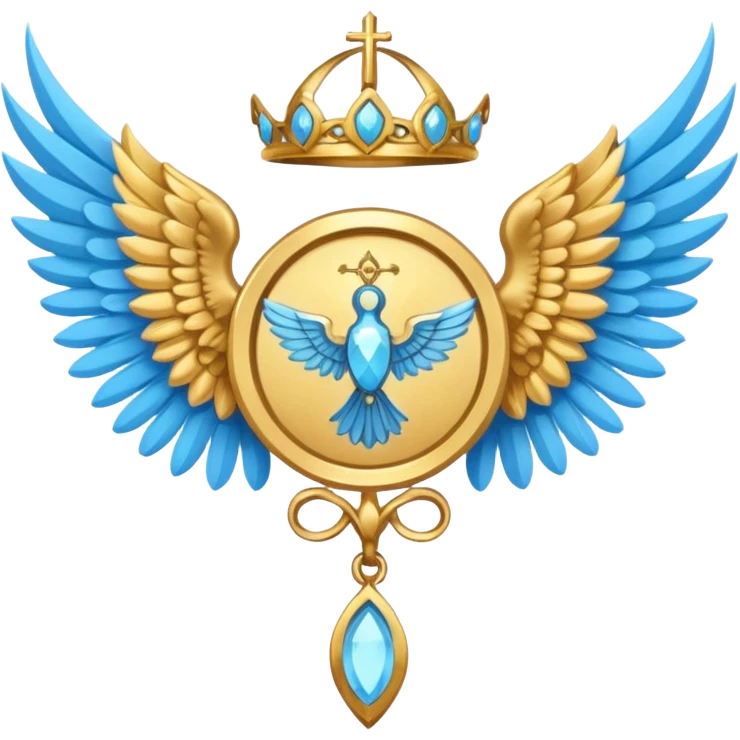 holy saint emblem with light blue wings emoji
