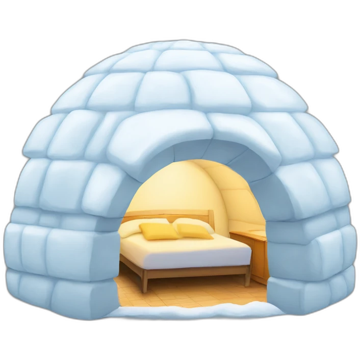igloo with alarm clock shape emoji