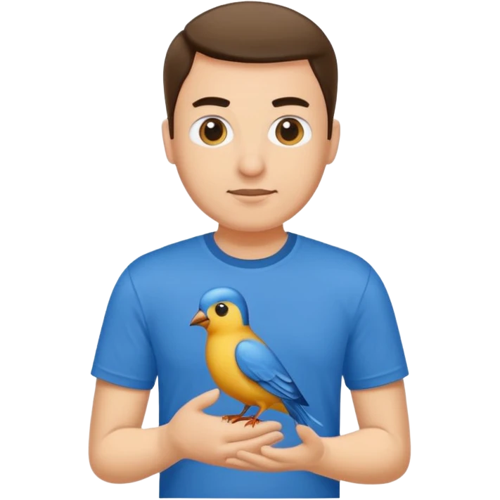 blue tshirt man with bird emoji
