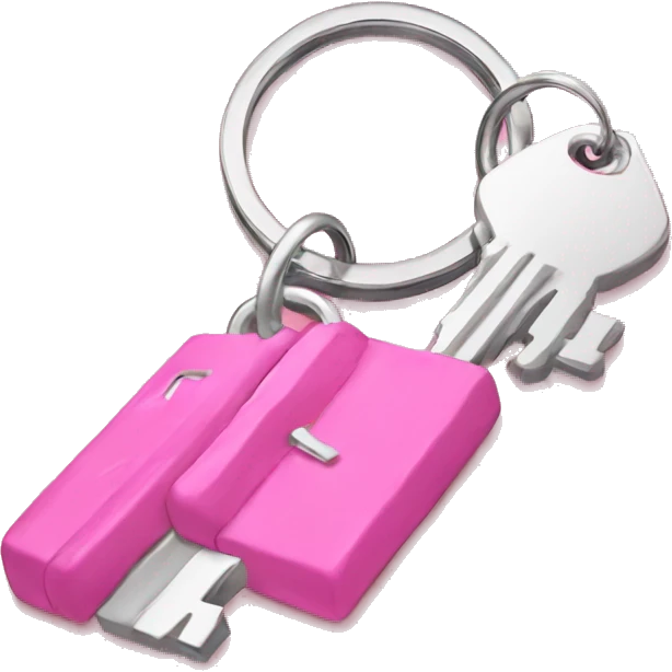 Pink keychain with silver keys emoji