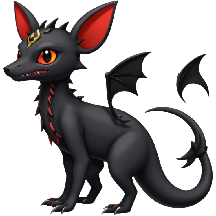 Edgy gothic evil dark Salandit-Umbreon-Amaura-hybrid-fusion (full body) emoji