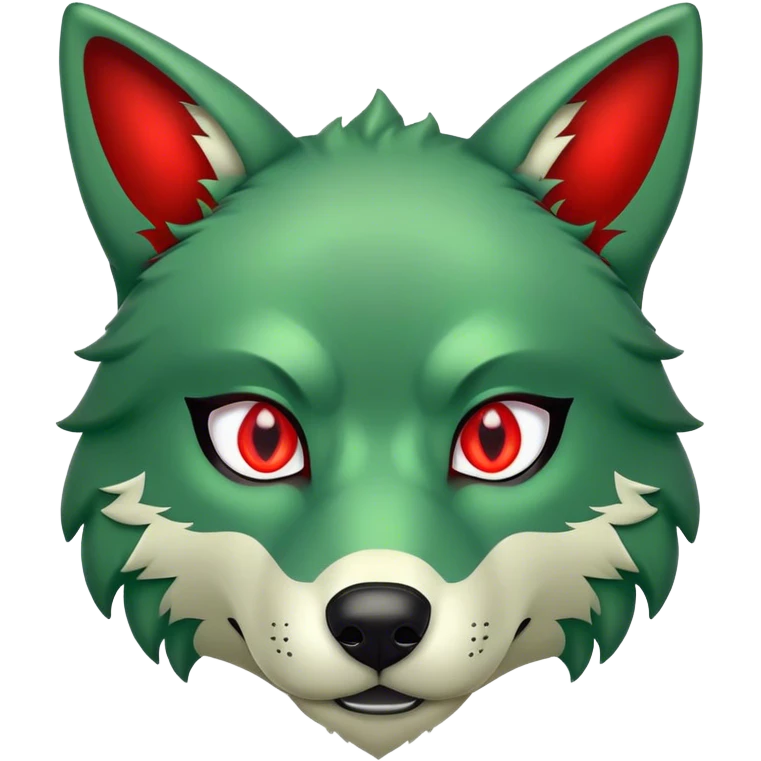 Green Wolf with red eyes emoji