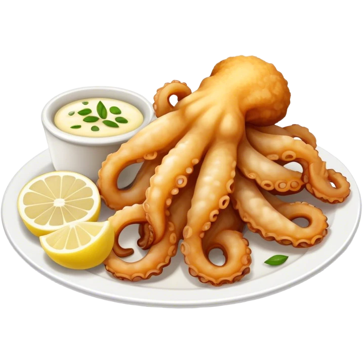 Fried squid Greek snack with a slice of lemon on the side emoji