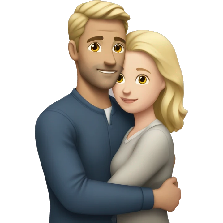 White man and white woman in love hugging emoji