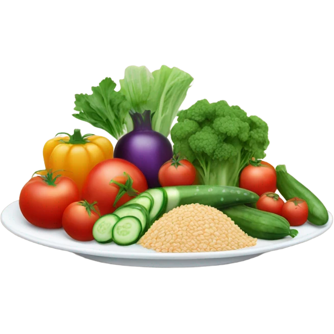 plate of healthy food with tomatoes emoji