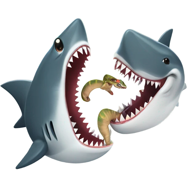 shark kissing snake emoji