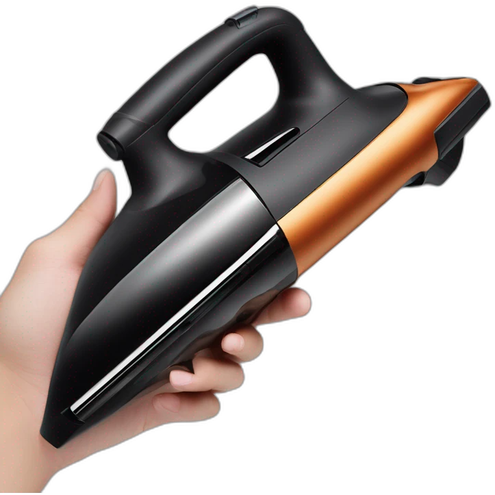 black high quality luxury expensive handheld mini vacuum cleaner shaped like a gun in an L shape that has a narrow pointed end emoji