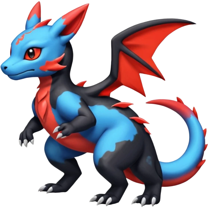 Cute Exotic Shiny Colorful Guilmon-Salandit-Umbreon-Charmeleon-Fakémon-hybrid-creature (full body)  emoji
