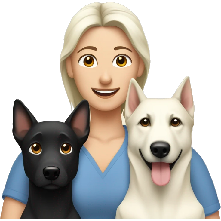 Wife husband with two white shepherd and one black labrador emoji