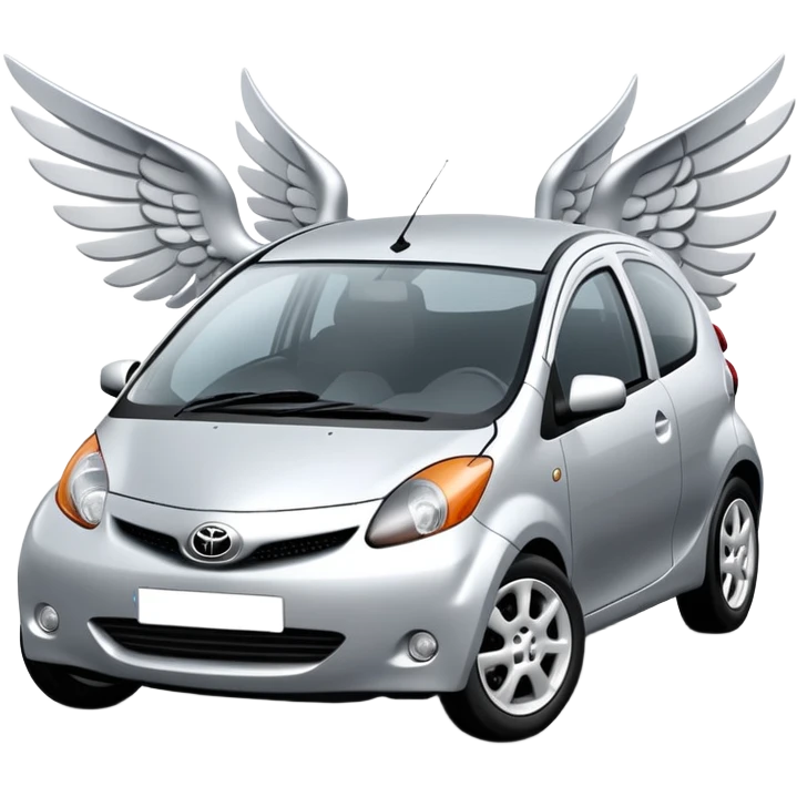 2008 Toyota Aygo Silver with Wings and Halo on top emoji