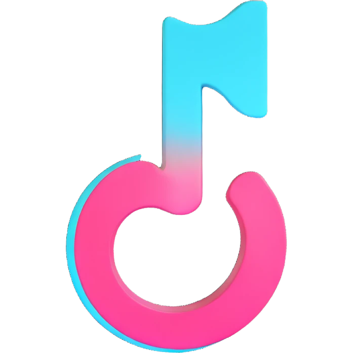 official TikTok logo in 3D, matching the real logo exactly, with TikTok's colors black white cyan pink, transparent background, no added elements, for Discord role icon emoji