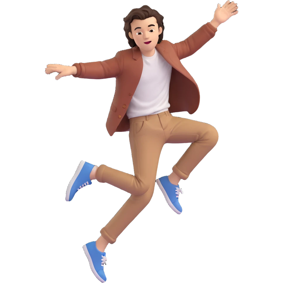 Harry Styles jumping, casual chic clothes, playful mood, music concert atmosphere emoji
