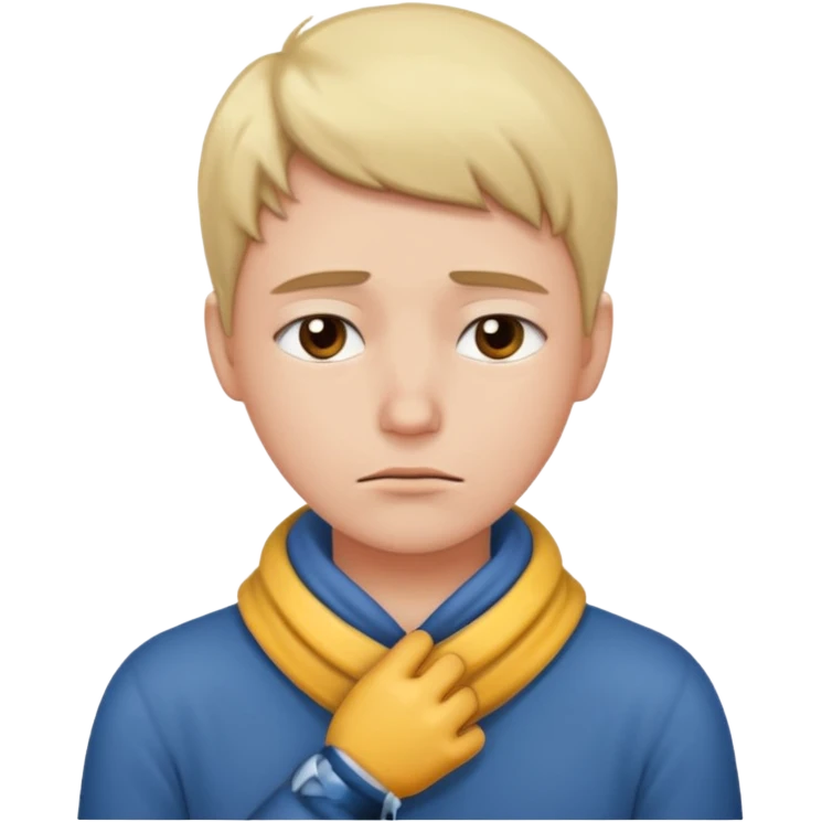 sad face with hands around neck emoji