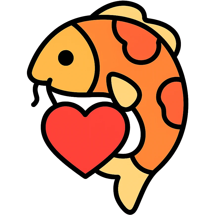 koi fish holding a heart emoji