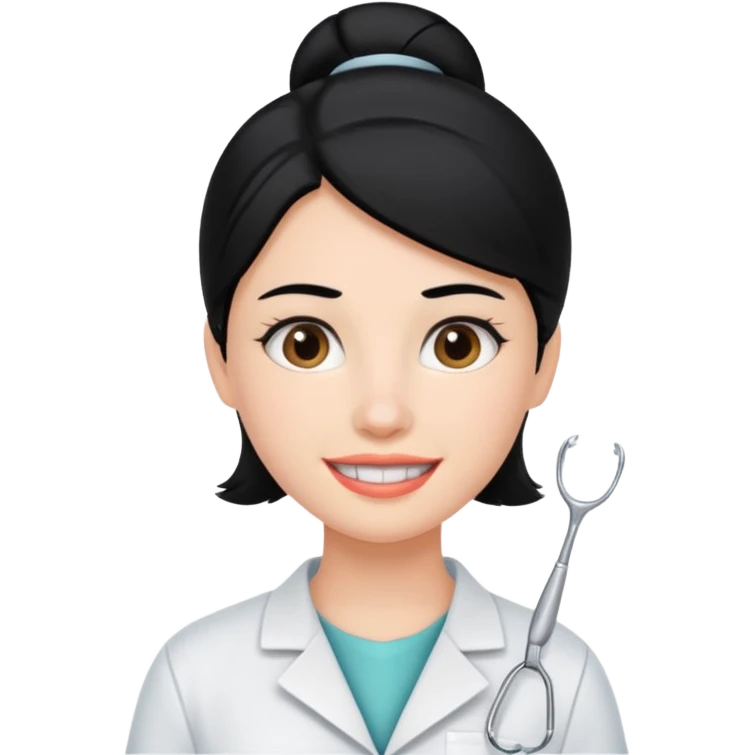 estudiante mujer de odontología con el cabello negro recogido emoji