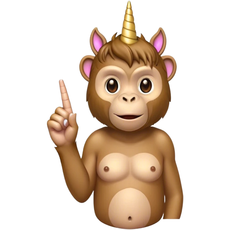 monkey sticking up middle finger with a unicorn horn emoji