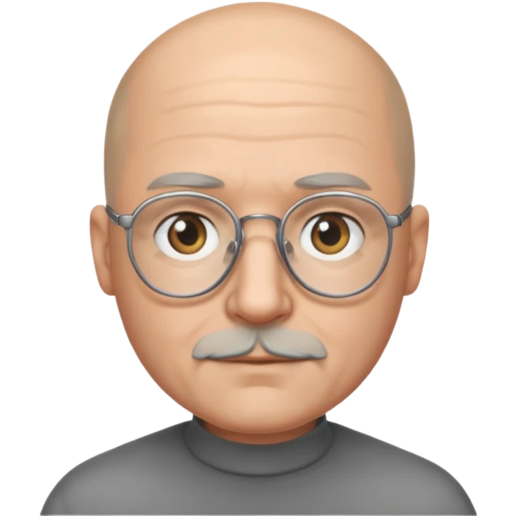 Bald man with glasses and grey chin hair emoji