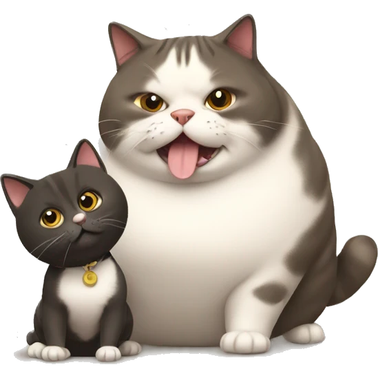 Fat cat playing with skinny dog emoji