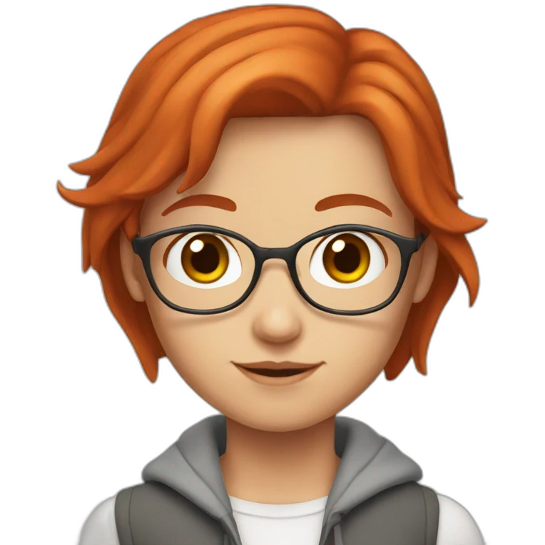 Red-haired girl with a gan emoji