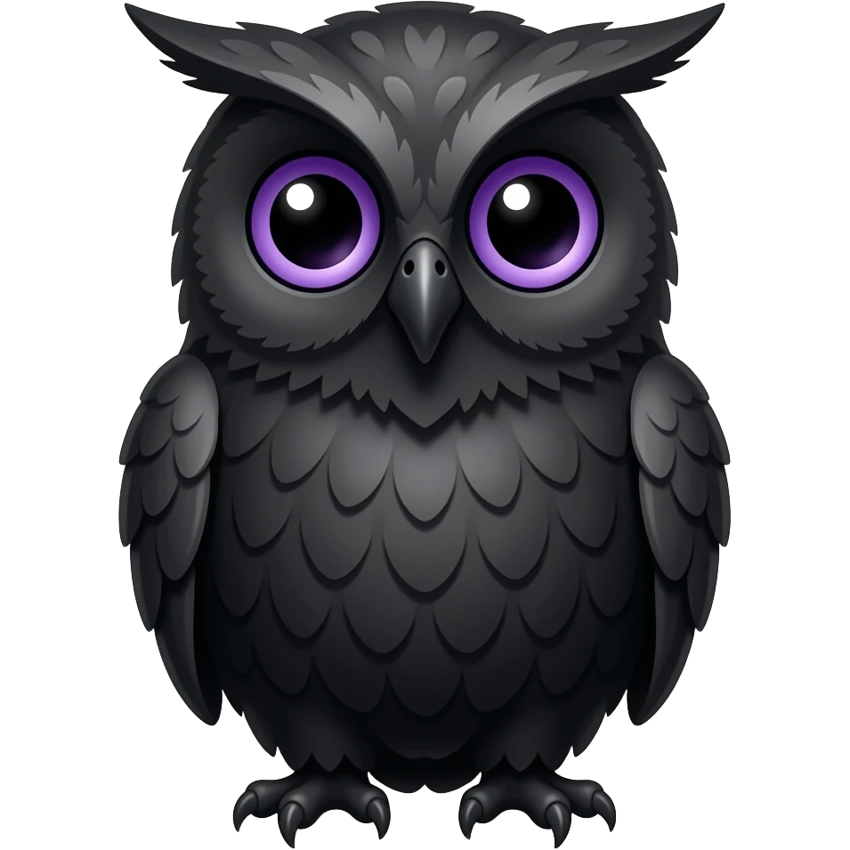 Black owl purple eye {s} emoji