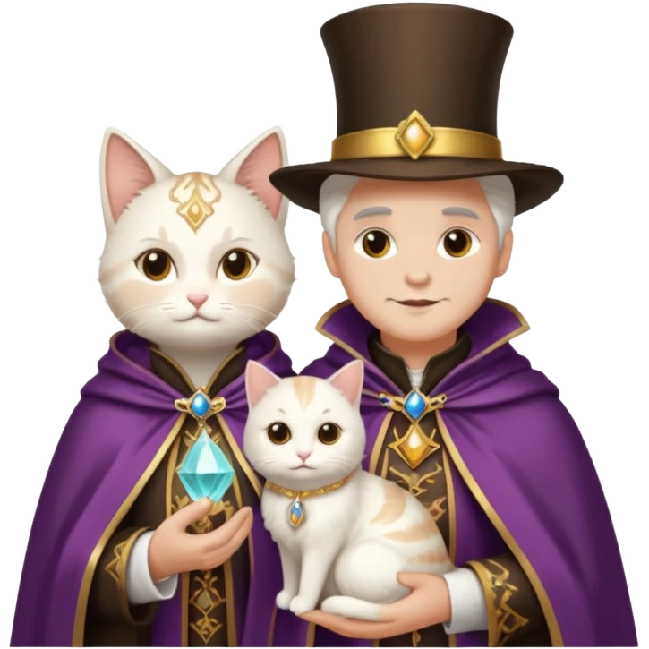 magician couple and their pet cat emoji