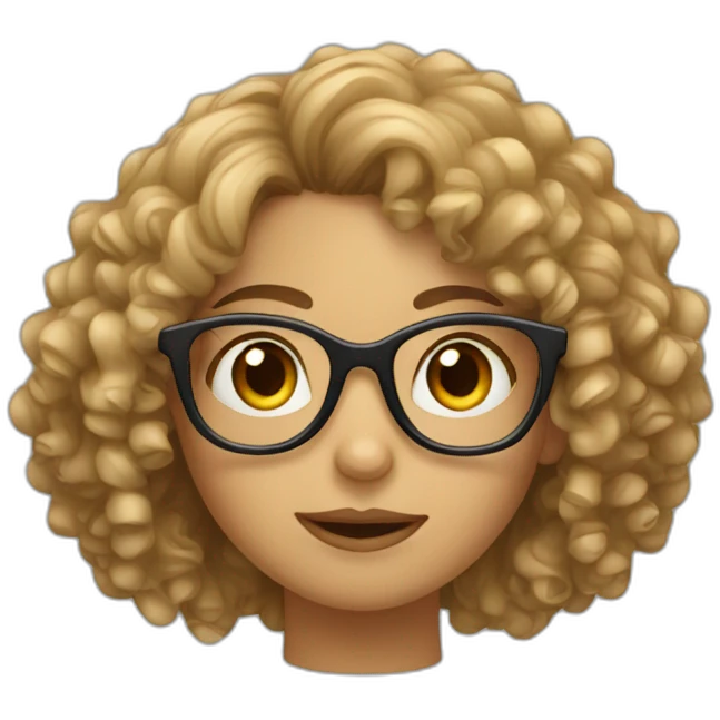 A curly-haired girl with glasses and bad glasses. emoji