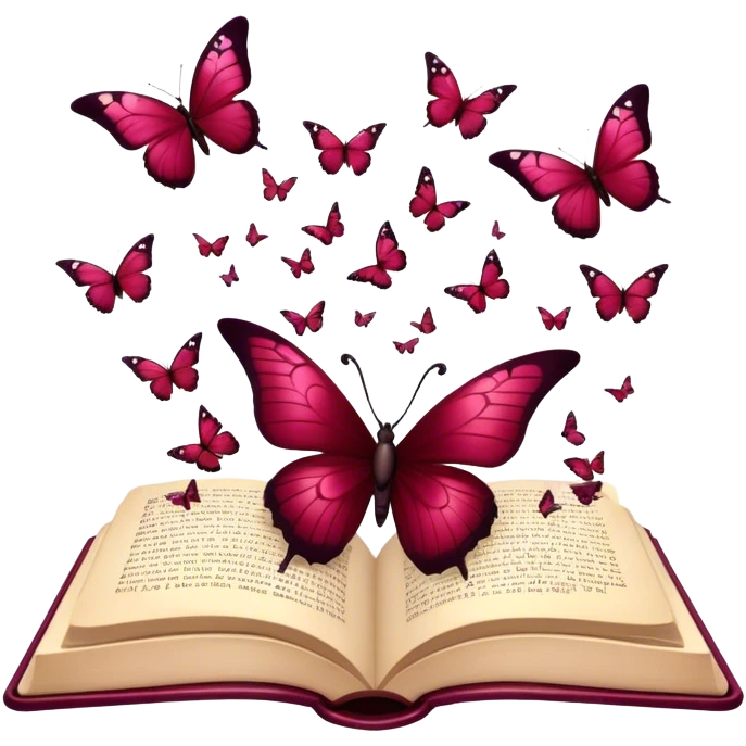 Open Spellbook Burgundy  Butterflies fly out of it emoji