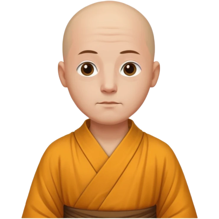 A bald monk in modern American city, wearing traditional robes, calm expression emoji