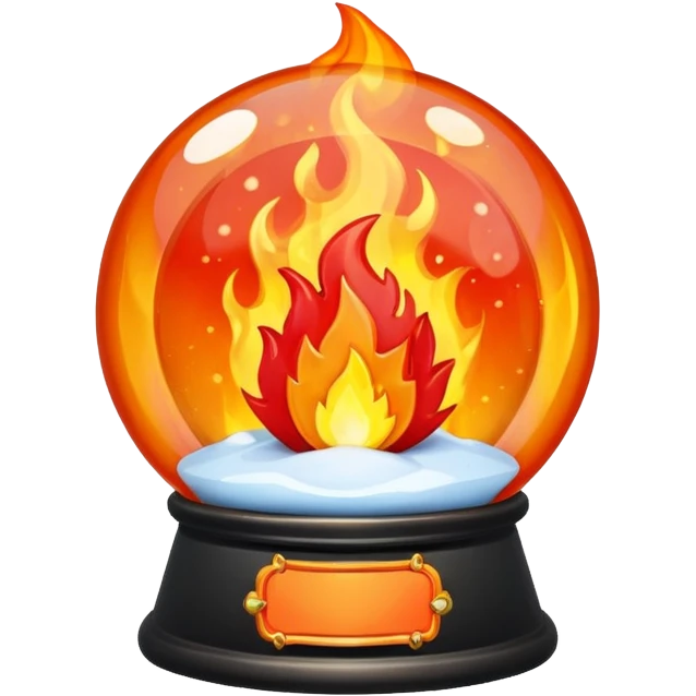 Can you make a snow globe emoji with a flame in it, gothic style, I want it to say pyromaniacs as a plaque  emoji
