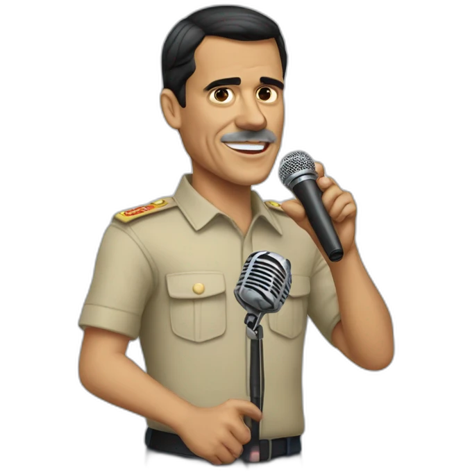 Pedro Sanchez holding a microphone emoji