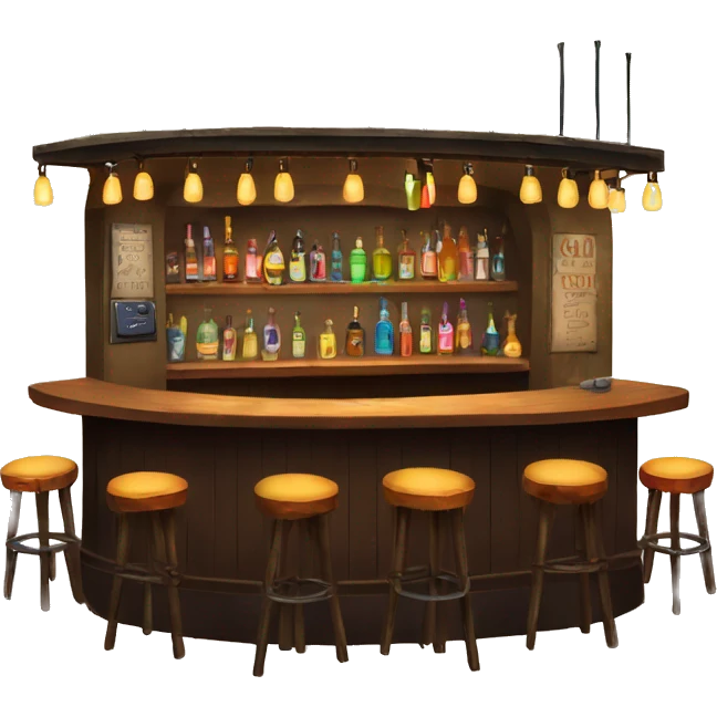 speakeasy bar with pretty hanging colorful lights and stools  emoji