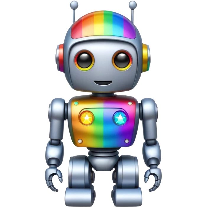 robot that has rainbow colors and stars for eyes emoji