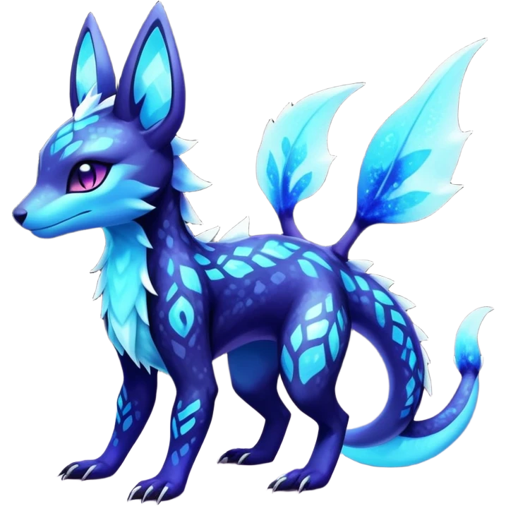 Colorful Dark Shiny Exotic Salandit-Aurorus-Glaceon-Umbreon-Fakémon-hybrid-creature (full body)  emoji
