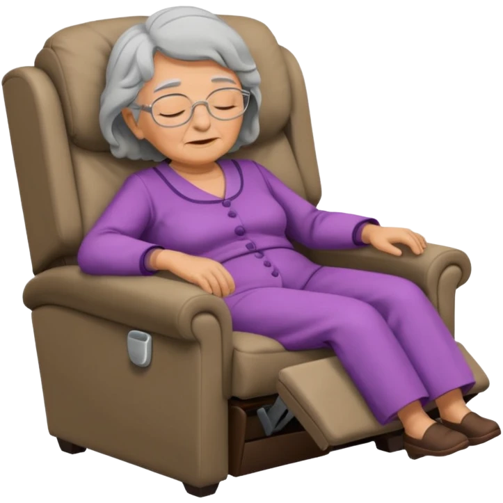 Grandma sleeping in a recliner chair emoji