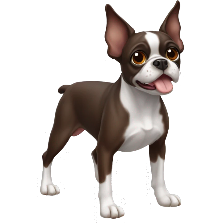 Brown Boston Terrier with only one white front left paw emoji