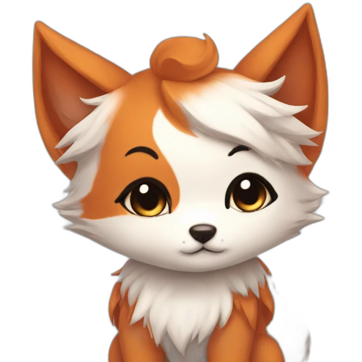 chibi kitsune cute copper hair emoji