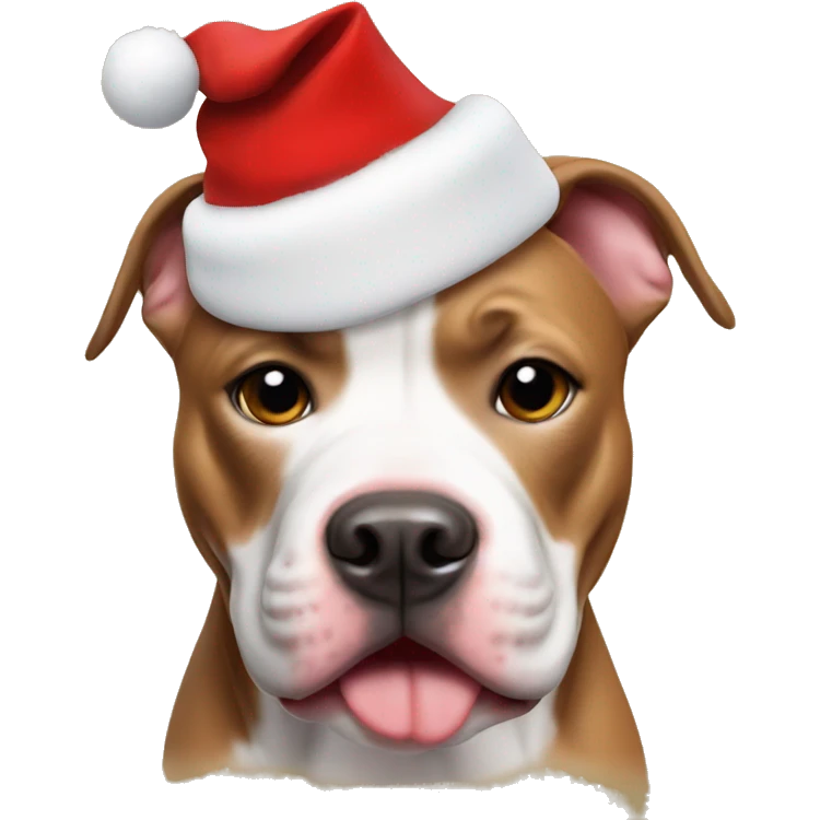 A pitbull wearing a Santa hat emoji