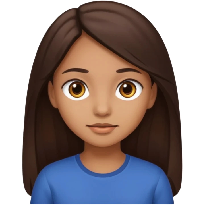 Girl with light brown skin and long dark brown hair emoji