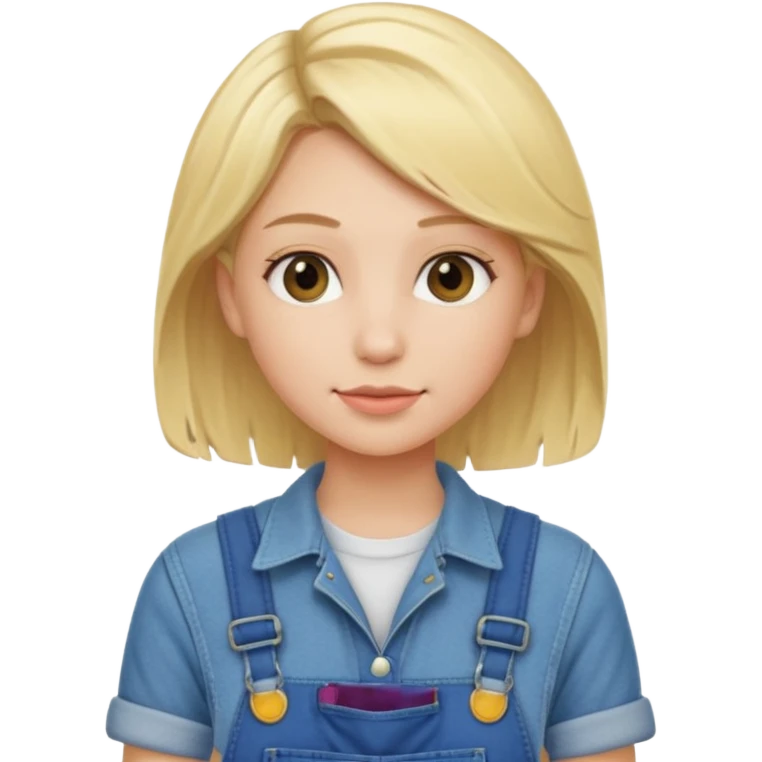 Lesbian Blonde girl with overalls emoji