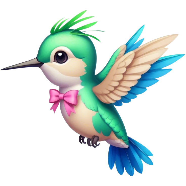 Cute hummingbird with pink bow flying  emoji