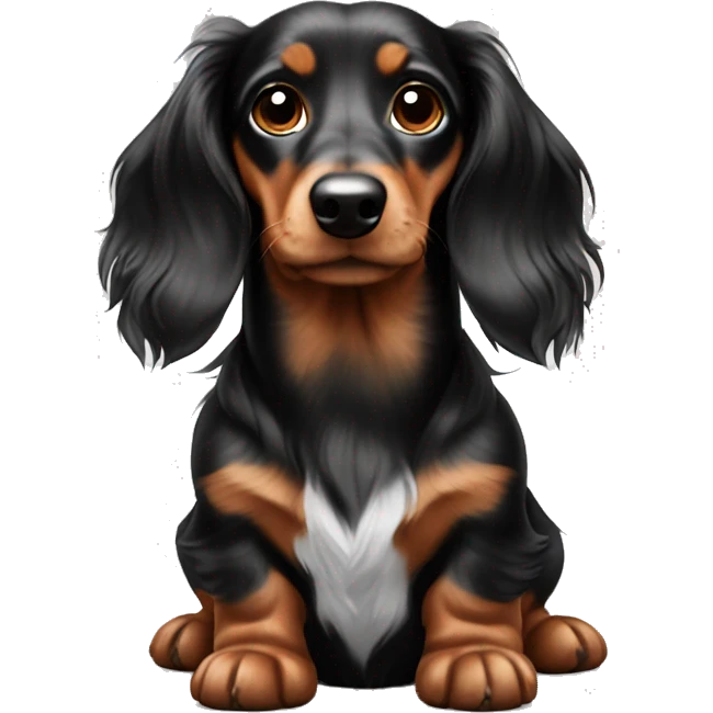 Black,brown Merle long haired Dachshund emoji