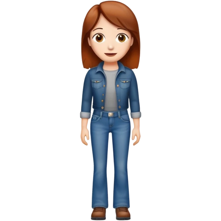 Bootcut jeans with hotdog brown hair emoji