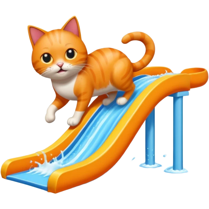 Cat going down a waterslide emoji