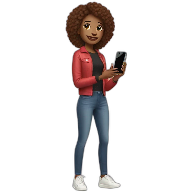 influencer holding iphone emoji
