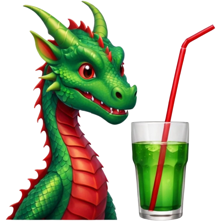 Dragon sipping with a straw from a drink emoji