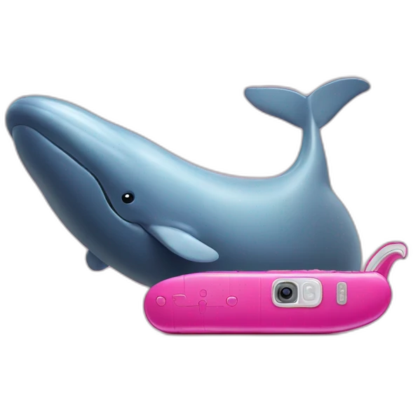 Whale in the boots with pink phone emoji