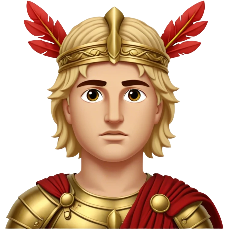 Cinematic Realistic portrait of Alexander the Great, depicted with photorealistic detail as a commanding historical conqueror, featuring sharp, lifelike facial features, meticulously rendered ancient Macedonian armor, and a laurel wreath, illuminated by natural, dramatic lighting that highlights his youthful determination and legendary presence. emoji